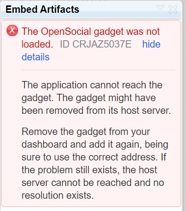 Error: The OpenSocial gadget was not loaded (ID CRJAZ5037E)